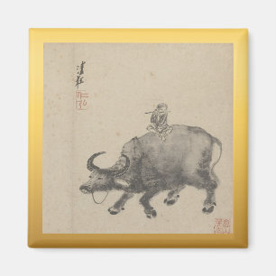 Imã Pintura de Ox de Ano Novo Chinês Zodíaco SqRM