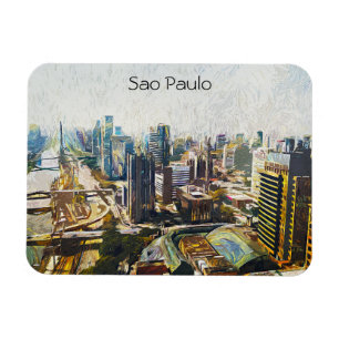 Ímã Pintura de paisagem urbana paulistana