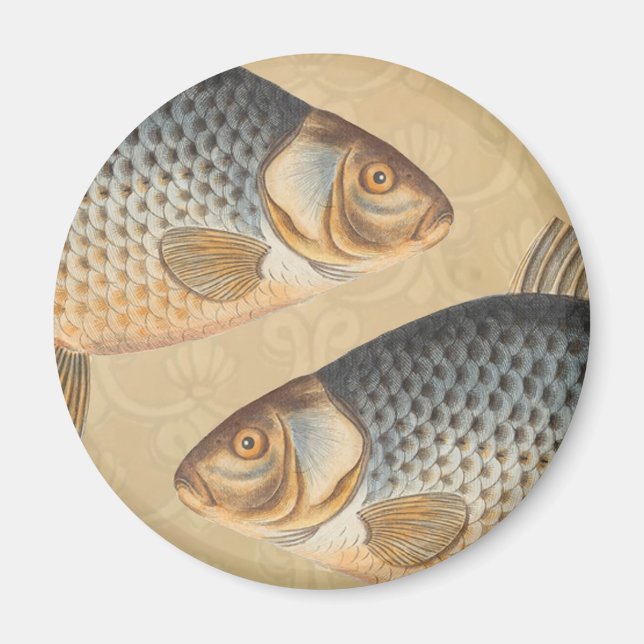Imã pintura de pesca de peixe carpa desenho de água do (Frente)