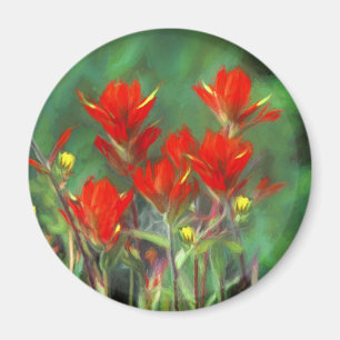 Imã Pintura de pincel indiano - Arte de flor original