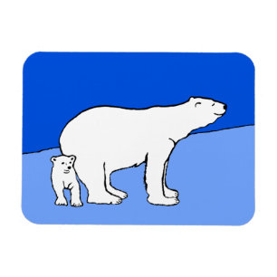 Ímã Pintura de Polar Bear Mãe e Cubo - Arte da Vida S