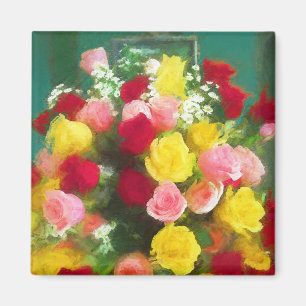 Imã Pintura de Rose Bouquet - Arte Flor Original Custa