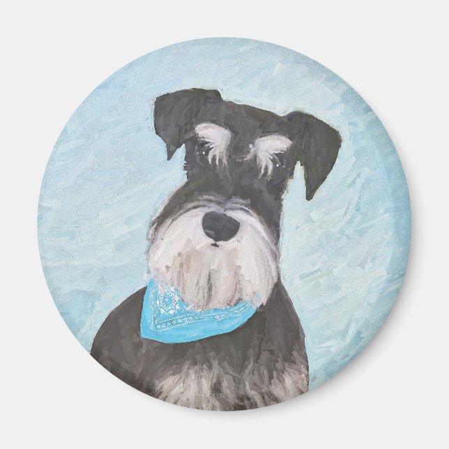 Imã Pintura de Schnauzer (Miniatura) - Cachorro Origin (Frente)