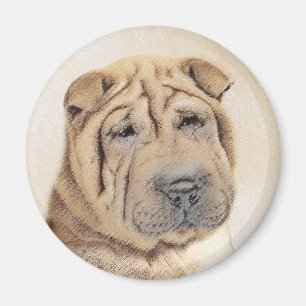 Imã Pintura de Shar Pei - Arte de Cão Original Bonita