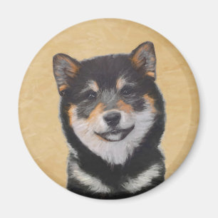 Imã Pintura de Shiba Inu (Preto e Adulto) - Arte Canin