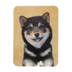 Ímã Pintura de Shiba Inu (preto e Tan) - arte do cão