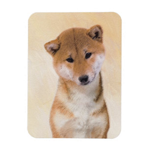 Ímã Pintura de Shiba Inu (Vermelho) - Arte Original de