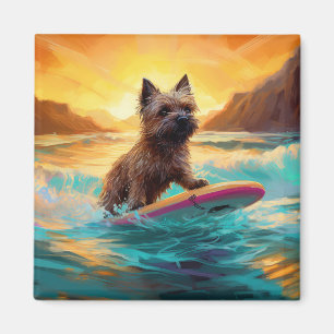 Imã Pintura de Surf na Praia do Cairn Terrier