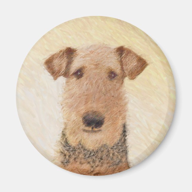 Imã Pintura de Terrier Airedale - Arte original cômoda (Frente)
