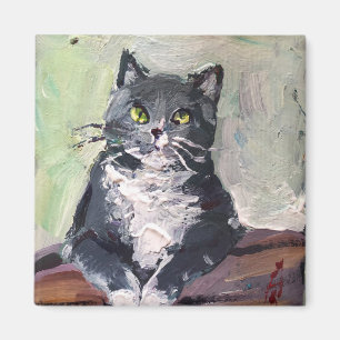 Imã Pintura de uma pintura realista moderna, gato aleg