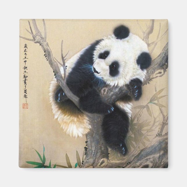 Imã pintura de ursinho-de-panda fofo-doce legal chinês (Frente)