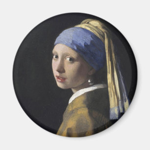 Imã Pintura de Vermeer - Garota com um brinco de péro