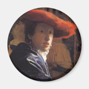 Imã Pintura de Vermeer - menina com Red Hat