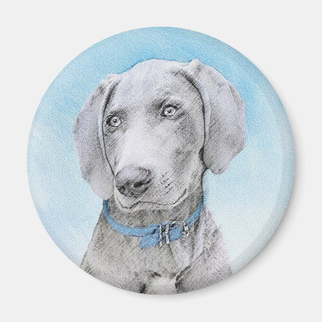 Imã Pintura de Weimaraner - Arte de Cachorro Original (Frente)