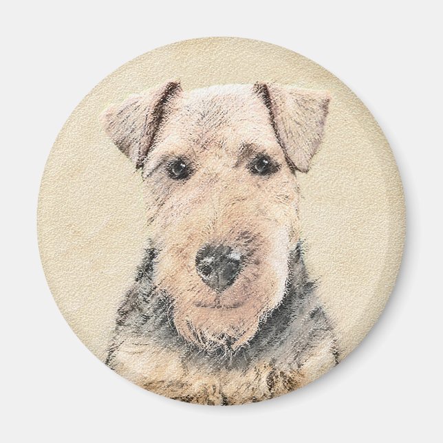 Imã Pintura de Welsh Terrier - Arte de Cachorro Origin (Frente)