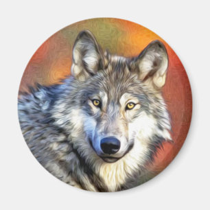 Imã Pintura de Wolf Art