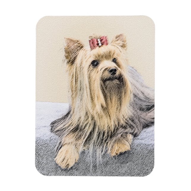 Ímã Pintura de Yorkshire Terrier - Arte de Cachorro Or (Vertical)