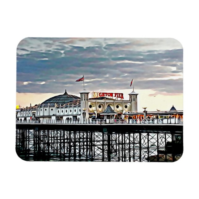 Ímã Pintura digital Brighton Pier & Cloudy Sky (Horizontal)
