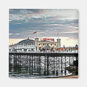 Imã Pintura digital Brighton Pier & Cloudy Sky
