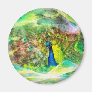 Imã Pintura digital Peacock