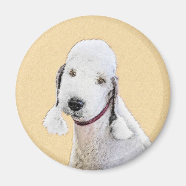 Imã Pintura do Bedlington Terrier - Arte Original de C (Frente)