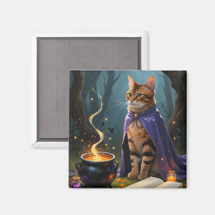 Imã Pintura do Dia das Bruxas de Gato Bengala