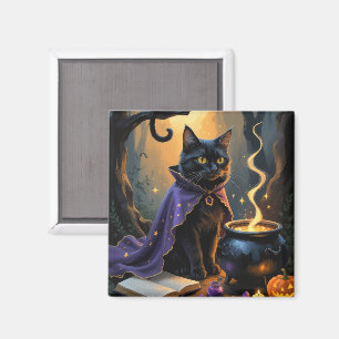 Imã Pintura do Dia das Bruxas de Gato Negro