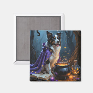 Imã Pintura do Dia das Bruxas na Borda Collie