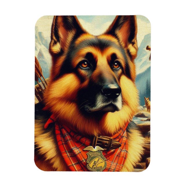 Ímã Pintura do German shepherd Vintage (Vertical)