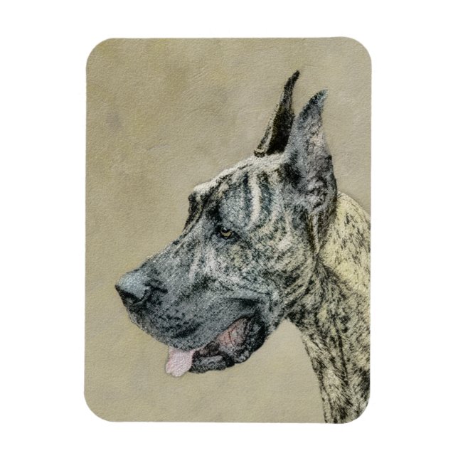 Ímã Pintura do Great Dane (Brindle) - Arte Original de (Vertical)