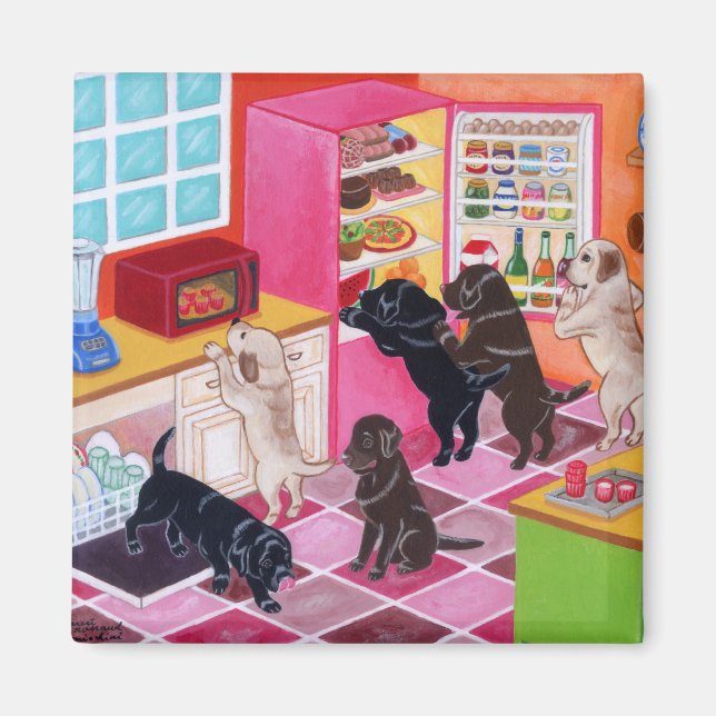 Imã Pintura do Partido da Cozinha Labrador (Frente)