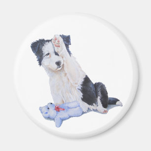 Imã pintura do retrato do cão do filhote de cachorro