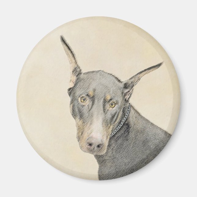 Imã Pintura Doberman Pinscher - Arte Original para Cac (Frente)