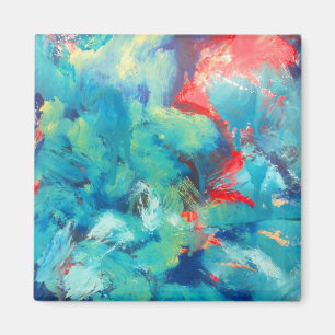 Imã Pintura Em Acrílico De Turquesa, Abstrato