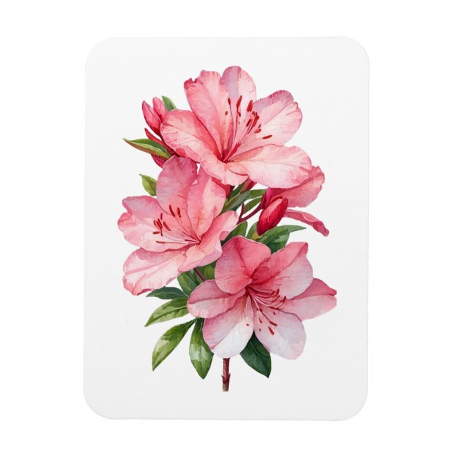 Ímã Pintura em aquarela de flor de azálea (Vertical)