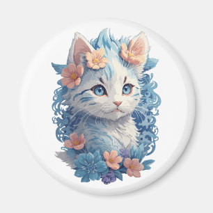 Imã Pintura em Aquarela de Gato Gato Gato Giro com Abe