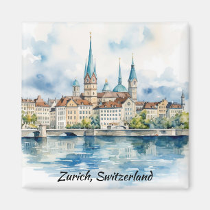 Imã Pintura em Aquarela de Zurique Suíça