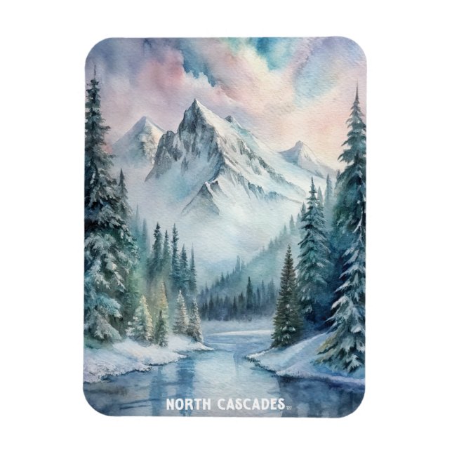 Ímã Pintura em Aquarela do Parque Nacional das Cascade (Vertical)