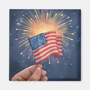 Imã Pintura em Aquarela Patriótica da Bandeira America