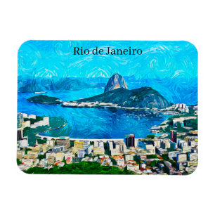 Ímã Pintura em Aquarela Vintage do Rio de Janeiro