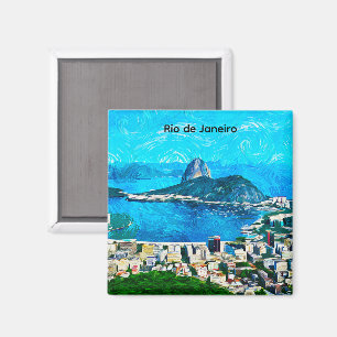 Imã Pintura em Aquarela Vintage do Rio de Janeiro