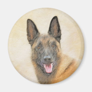 Imã Pintura em Malinois Belga - Arte Cachorra Original