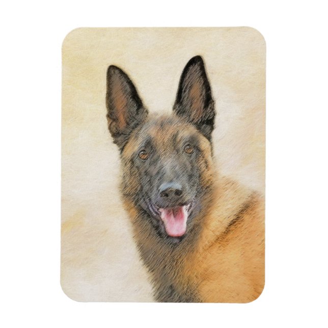 Ímã Pintura em Malinois Belga - Arte Cachorra Original (Vertical)
