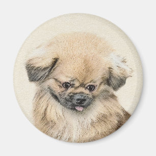 Imã Pintura em Pekingese - Arte de Cachorro Original