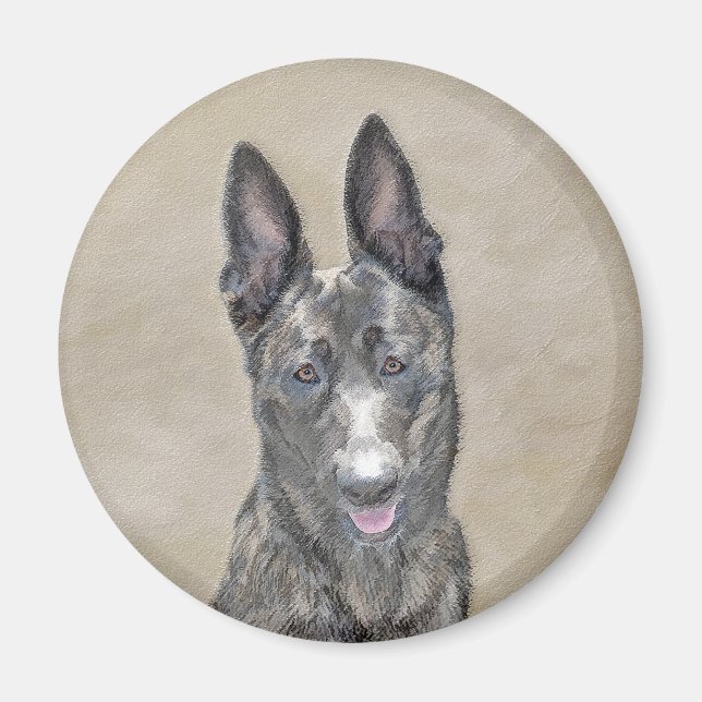 Imã Pintura em Shepherd Holandês - Arte em Cachorro Or (Frente)