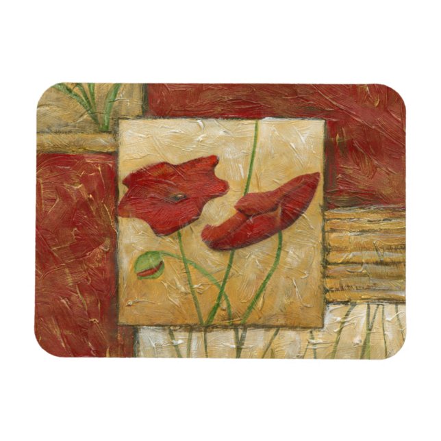 Ímã Pintura Floral com Traços Visíveis do Pincel (Horizontal)