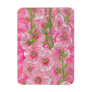 Ímã Pintura Hollyhock Mallow Malva Flower Floral