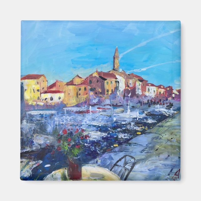 Imã Pintura moderna no verão de Rovinj na Croácia (Frente)