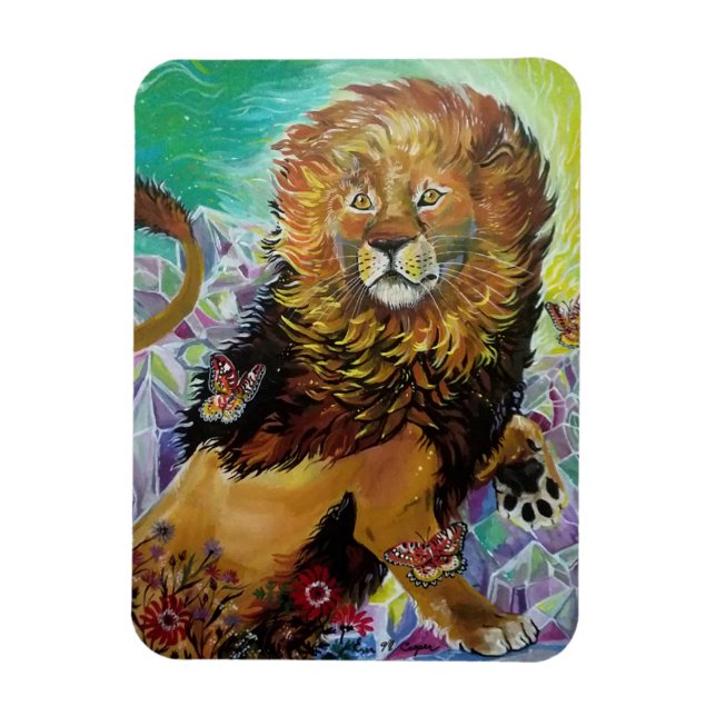 Ímã Pintura Mystical Crystal Lion "Novos Mundos" (Vertical)