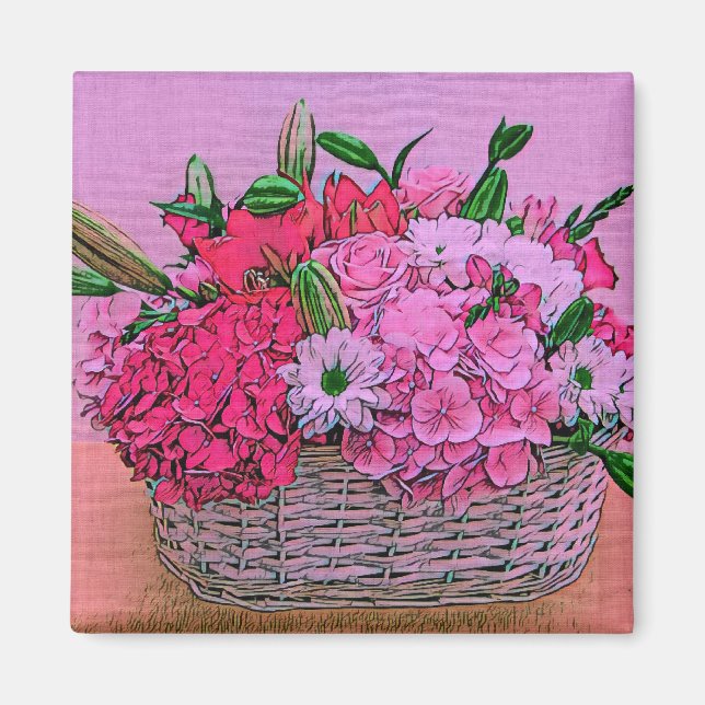 Imã Pintura na cesta das flores (Frente)